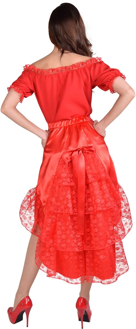 Overig Dames Rok Luxe Met Kant Rood (laagjes) - Afbeelding 2