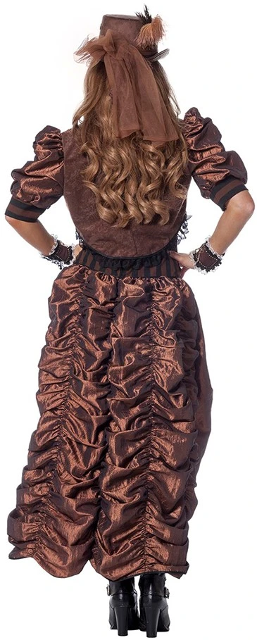 Overig Dames Steampunk Jurk Bruin-Koper Luxe - Afbeelding 3