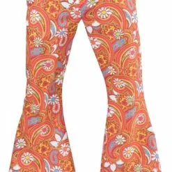 Overig Heren Hippiebroek Paisley (Bruin/Oranje)