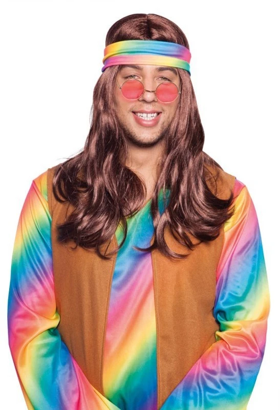 Overig Hippie Pruik Bruin Met Hoofdband - Afbeelding 2