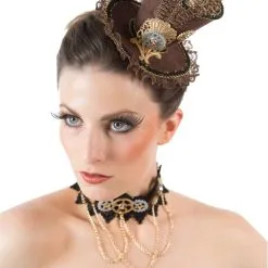 Overig Mini Hoedje Steampunk Bruin Luxe Met Clips