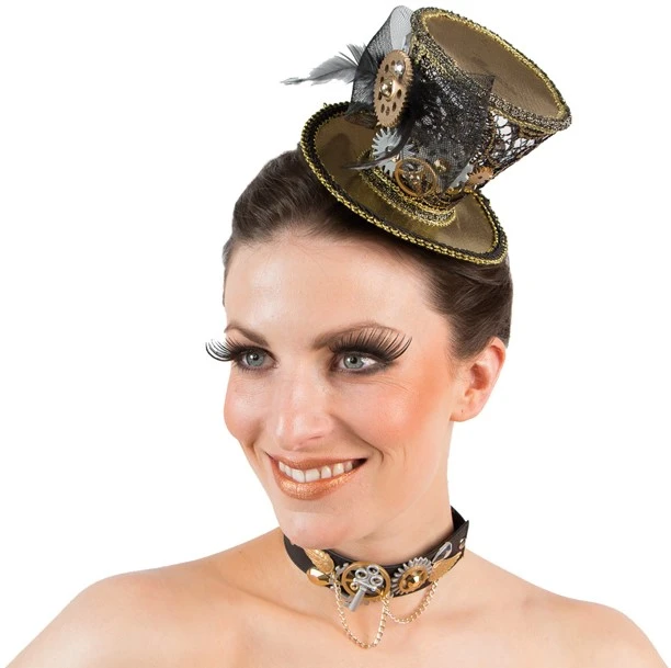 Overig Mini Hoedje Steampunk Goud Met Clips