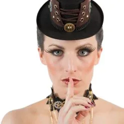 Overig Mini Hoedje Steampunk Zwart Gesnoerd Met Clips