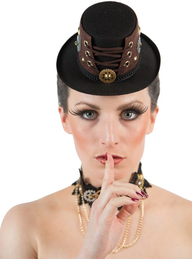 Overig Mini Hoedje Steampunk Zwart Gesnoerd Met Clips