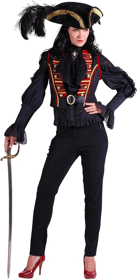 Overig Piraten/Steampunk Damesvest Zwart-Rood Luxe
