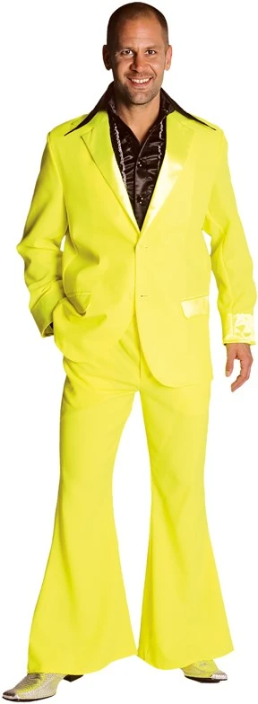Overig Seventies Kostuum Heer Neon Geel